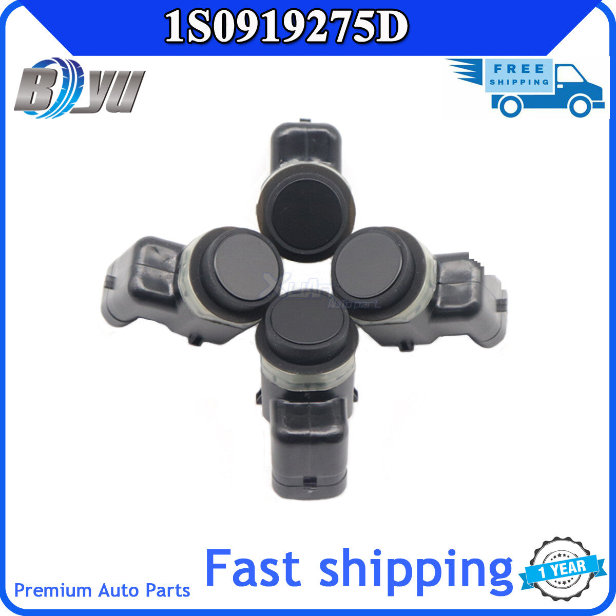 4-pack Black PDC Backup for Audi A1, A3, for Golf 1S0919275D Parking Sensors v