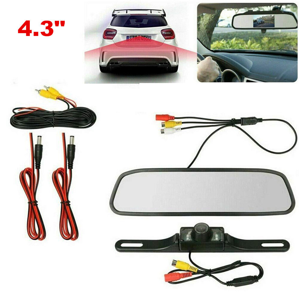 4.3-inch 12V Car Mirror Dashcam Backup Camera Kit Rearview Parking System n