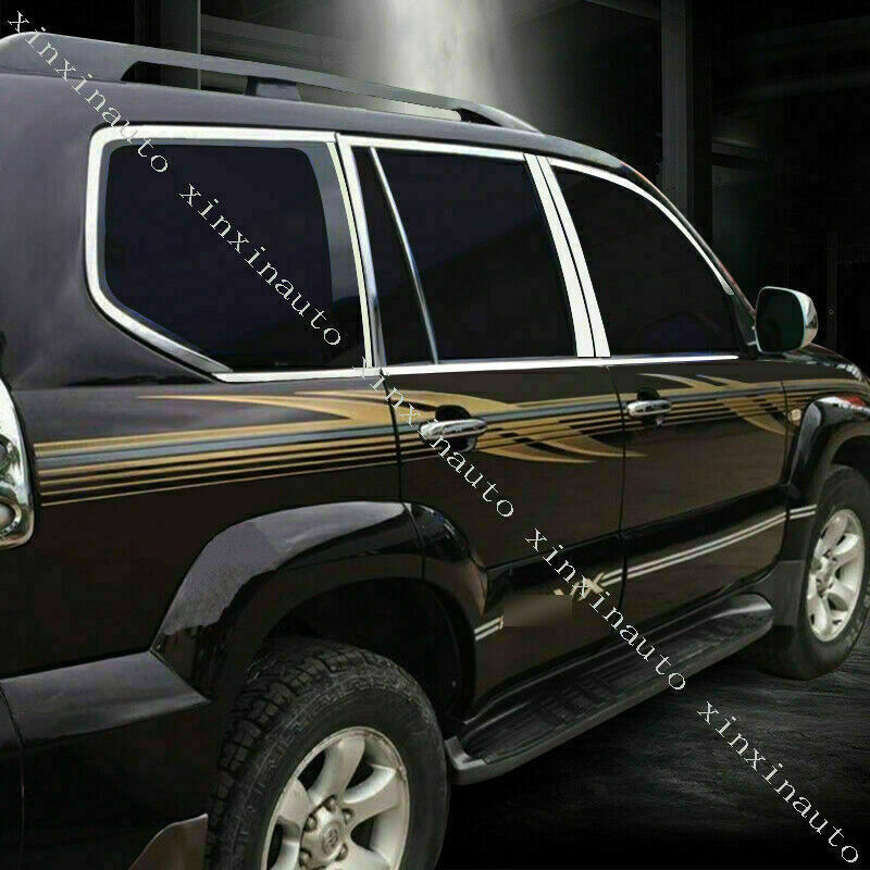 for Toyota Prado 120 2003-2009 Chrome Steel Full Door Window Sill Strip Trim 24x