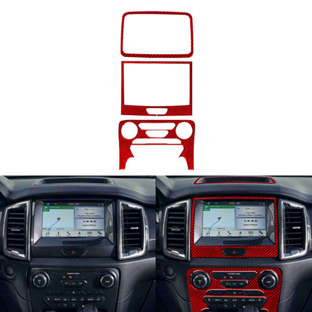 Red 6Pcs Window Switch Button Trim Cover Carbon Fiber for VW Touareg 2011-2018 v