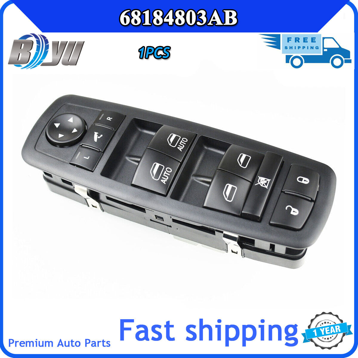for Jeep Grand Cherokee 2014-2015 Brand New Front Left Window Switch 68184803AB - 1 Piece - v