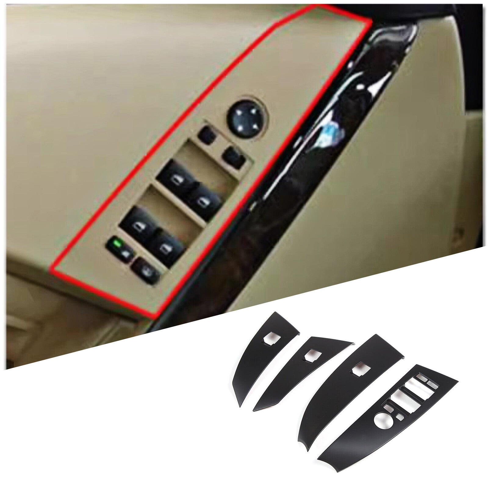 2-Pack Red Carbon Fiber Door and Window Exterior Trim for Corvette C7 2014-2019- v