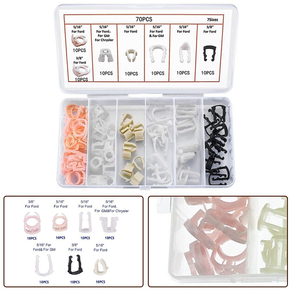 70Pcs Swordfish 61280 Fuel Line Retainer Clip Assortment for Car Accessory v