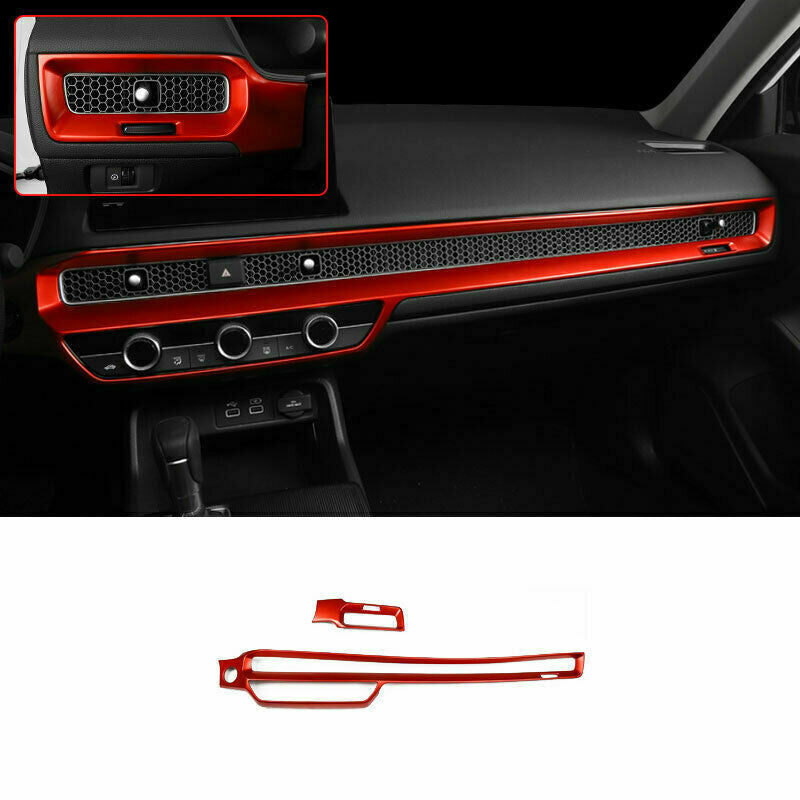 for Honda for Civic 11th 2022-2023 Red Central Dashboard Air Outlet Vent Cover Plast
