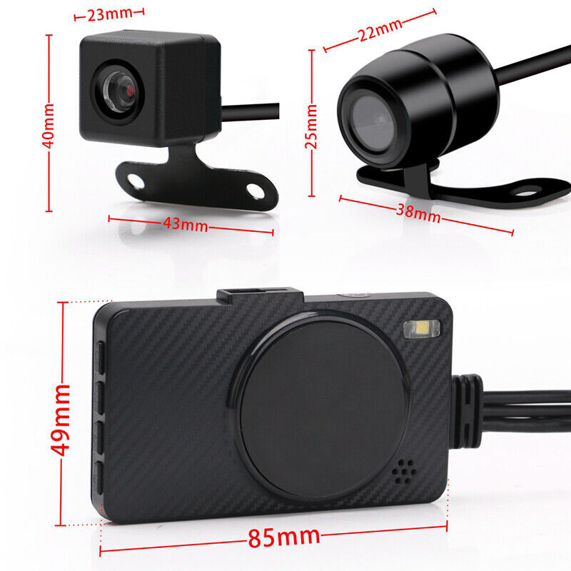 Motorcycle DVR with front and rear view cameras, 3-inch dashboard automatic recorder, G sensor, high definition - n