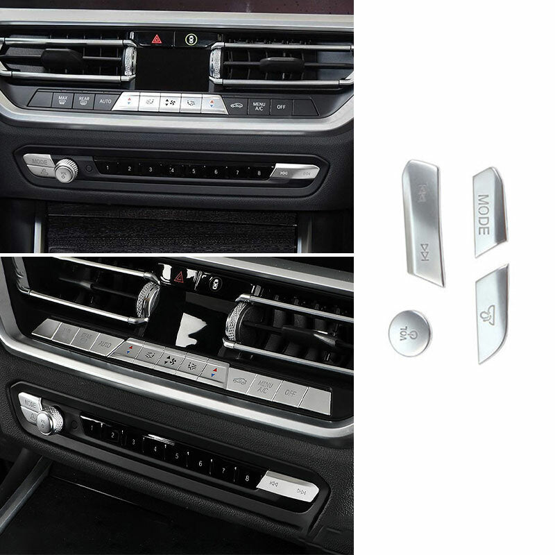 4pcs Silver ABS Console Volume Button Cover Trim for BMW 3-Series G20 2019-2021