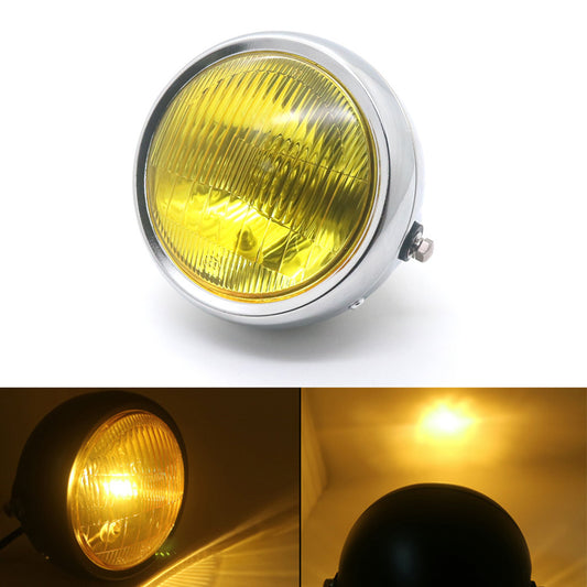 Chrome Metal Retro Amber Lens Front Headlight For CG125 GN125 Cafe Racer Bobber Q