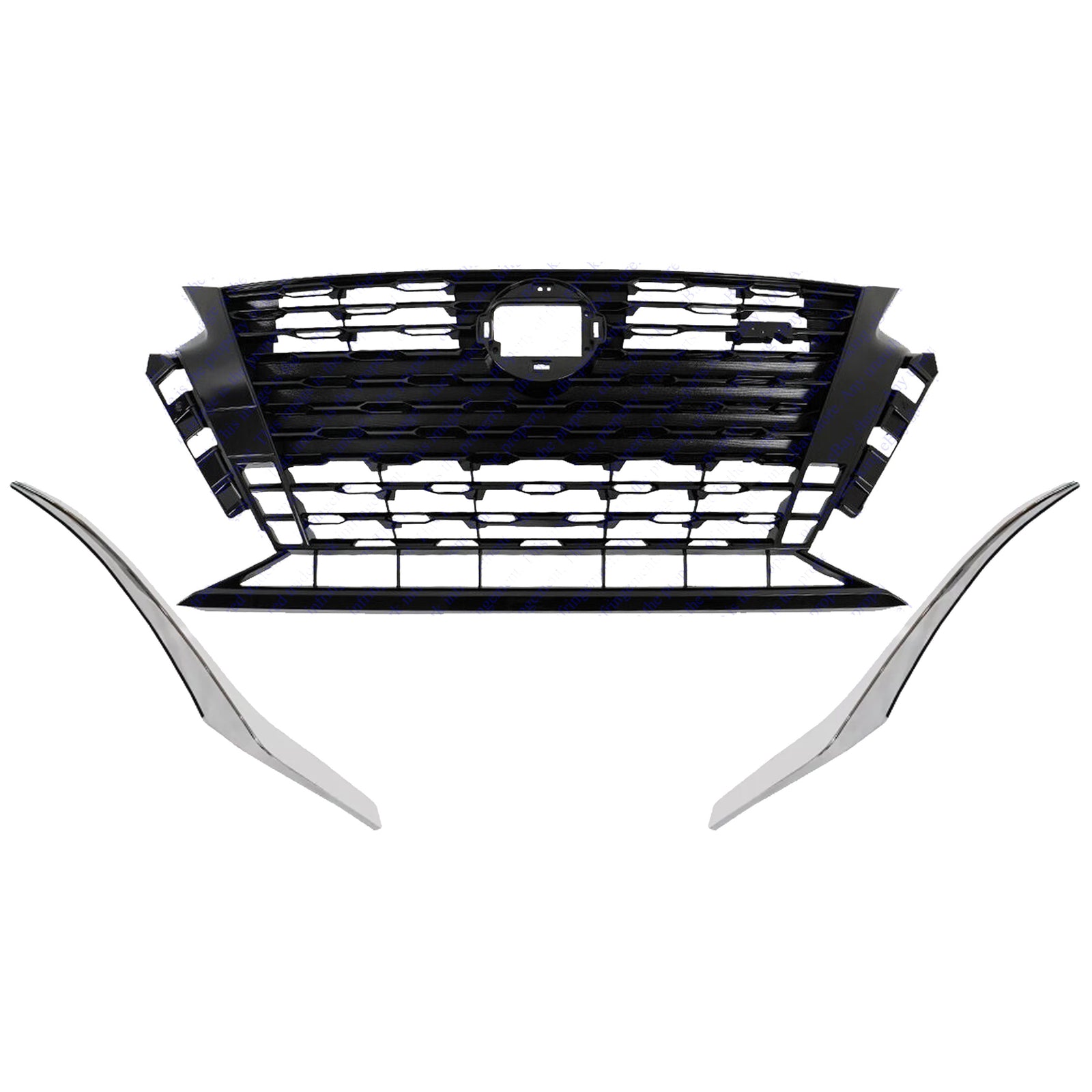 For 2023 2024 Altima SR Front Bumper Upper Grille & Grille Molding Set n