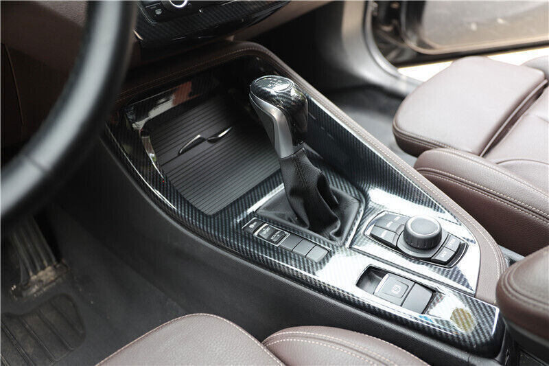 Fit for BMW X1 2016-2022 Carbon Fiber Central Console Gear Shift Panel Decor 5P
