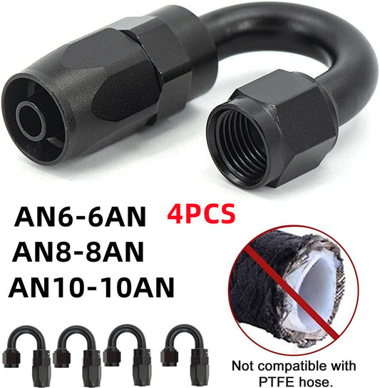 4-pack 180-degree rotating hose end connector adapters for fuel AN6 AN8 AN10