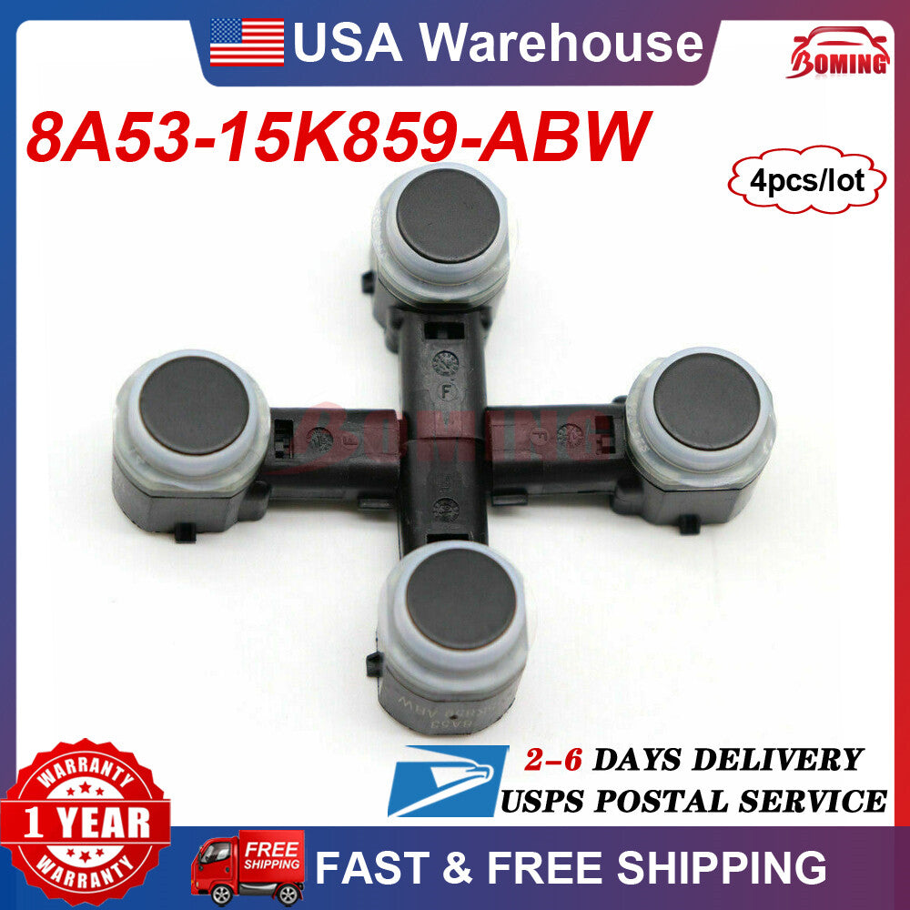 4-Piece Bumper Parking PDC Assist Sensor Set, Black, 8A53-15K859-ABW, for Ford Explorer Focus