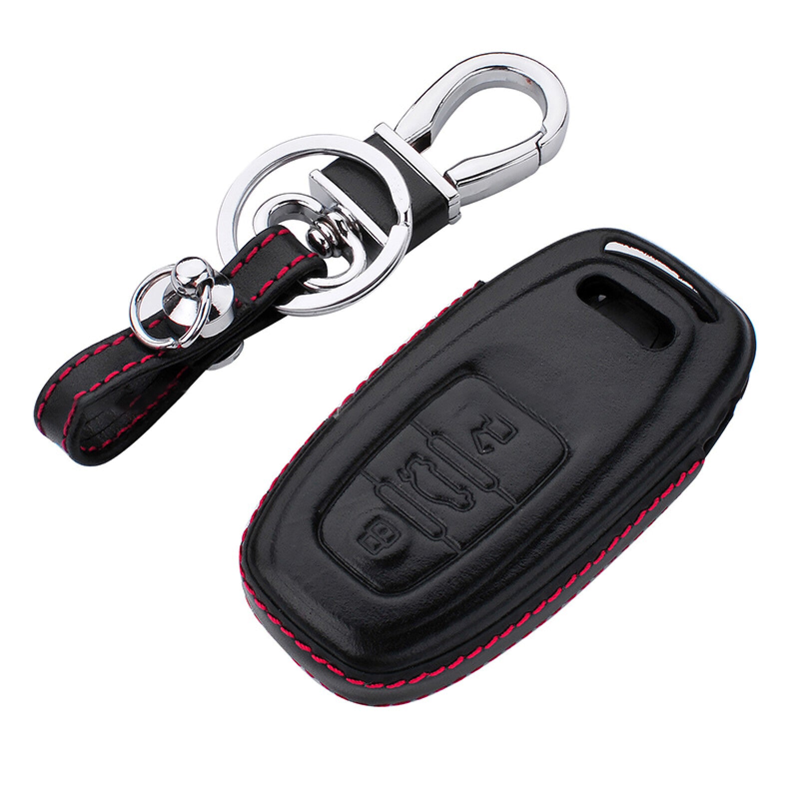 Portable Leather Remote Key Case Cover With Keychain for Audi for Smart