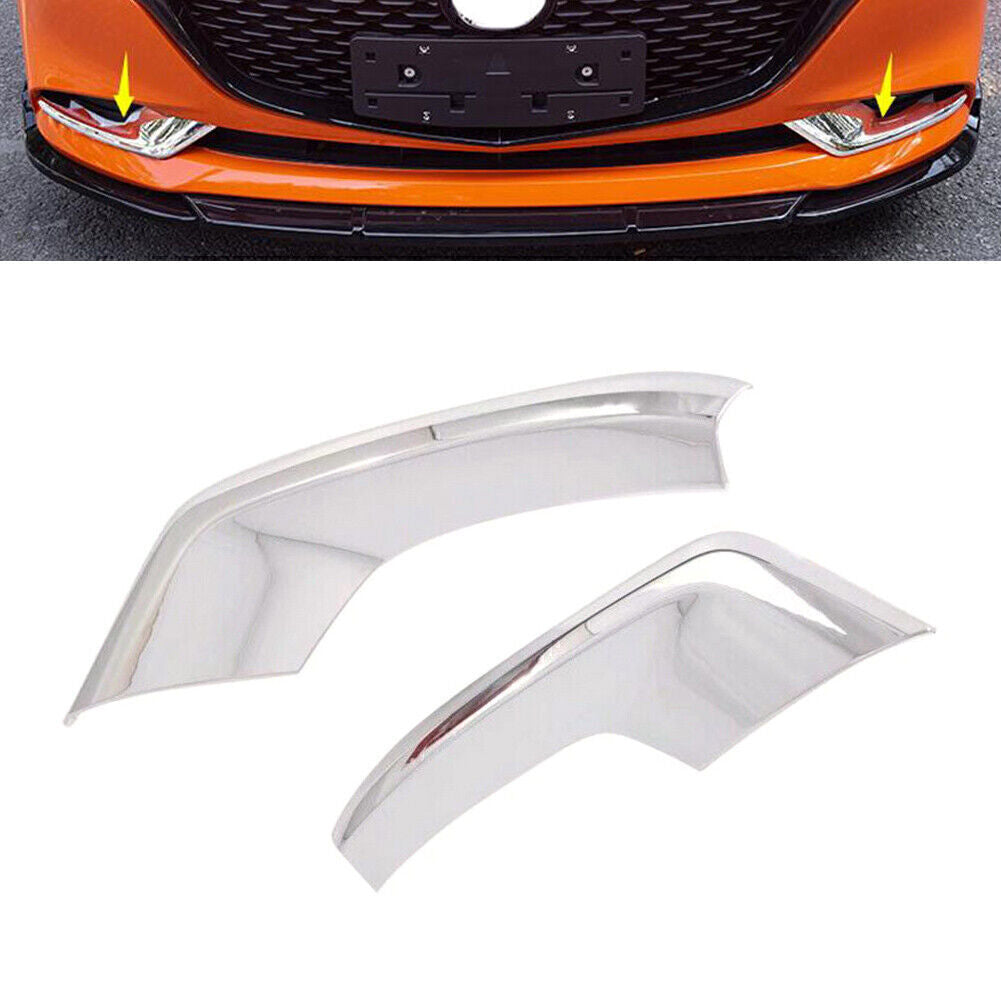 2x Chrome Front Fog Light Frame Cover Trim Fit 2019 2020 for Mazda 3 Sedan