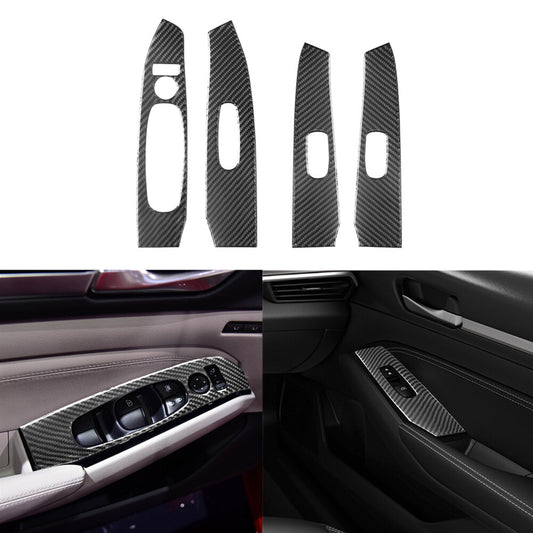 2x Carbon Fiber Front Door Switch Cover Trim For Outlander 2014-2016 v