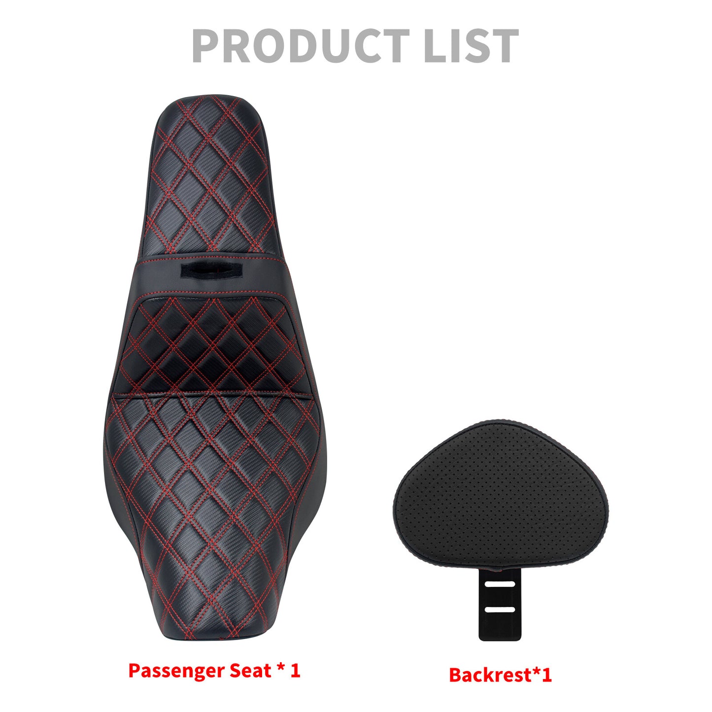 Driver Passenger Gel for Seat Red Line w/ Backrest for Harley Low Rider 2018-2024