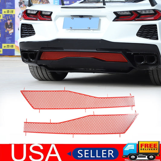 Stainless steel rear screen anti-collision cover protective mesh plate suitable for Corvette C8 2020-24
