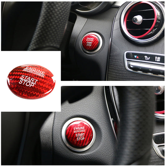Red Carbon Fiber Cap Trim for Mercedes Keyless Go Engine Start Stop Button