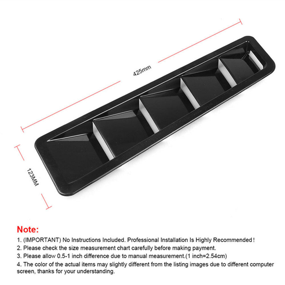 Black Universal ABS Hood Vent Louver Air Cooling Panel Trim Set Q