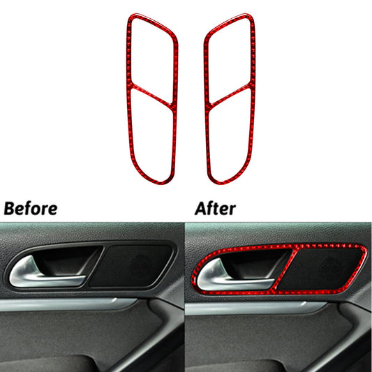 Red Carbon Fiber Radio Surround Control Frame Trim for Jeep for Wrangler 2007-2010 v