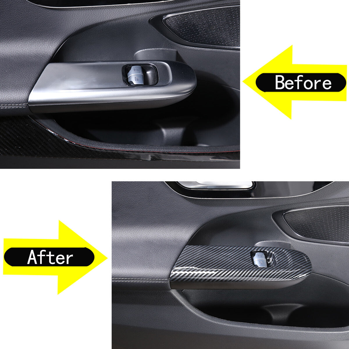 Window lift switch decorative cover for the 2022 C-Class in carbon fiber style. n