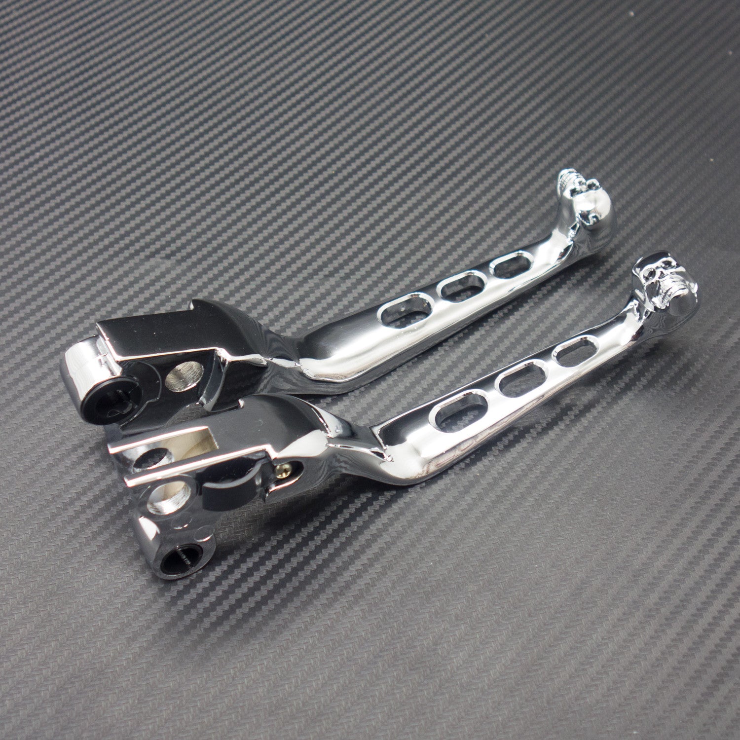 Pair Chrome Skull Brake Clutch Lever for Harley Softail Night Train Dyna Q