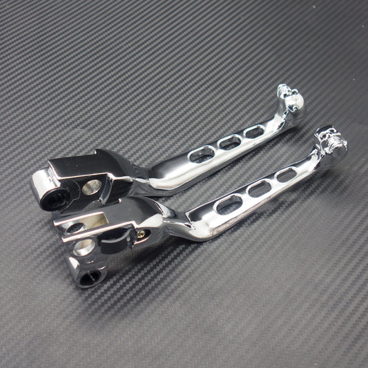 Pair Chrome Skull Brake Clutch Lever for Harley Softail Night Train Dyna Q