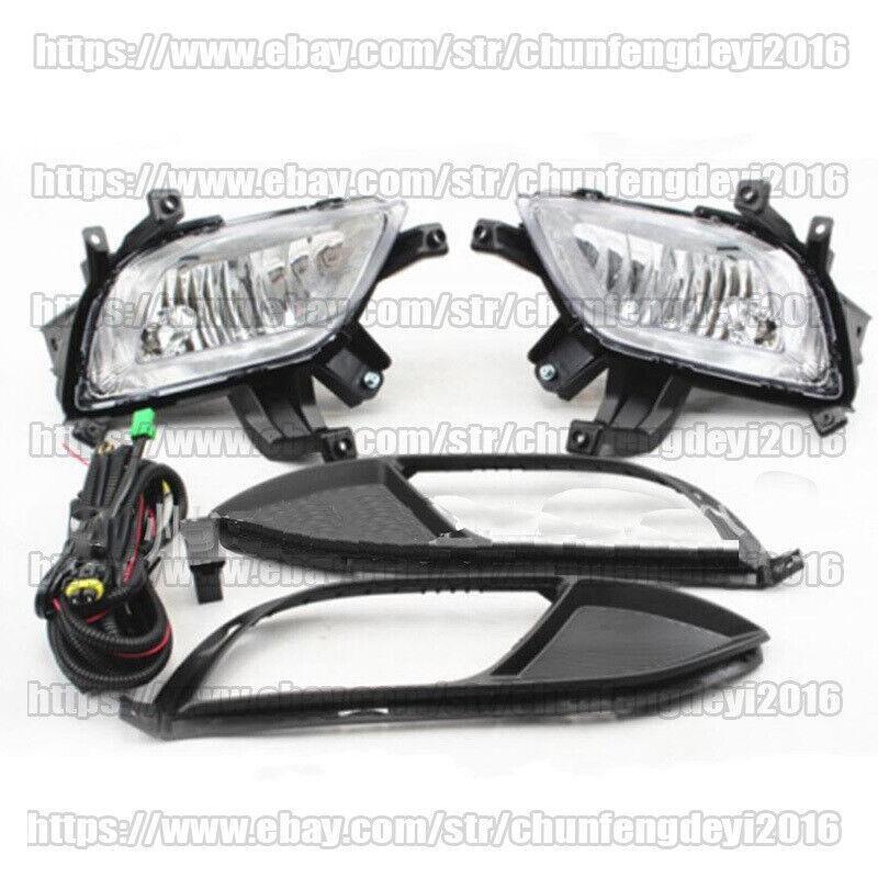 for KIA Forte K3 Cerato 14-16 2pcs Front Fog Lamp Kit w/Bulb Switch Cable Bezel