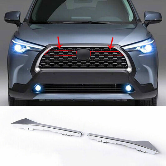 Chrome Front Center Mesh Grille Grill Strips Trim for Toyota for Corolla Cross 22-23