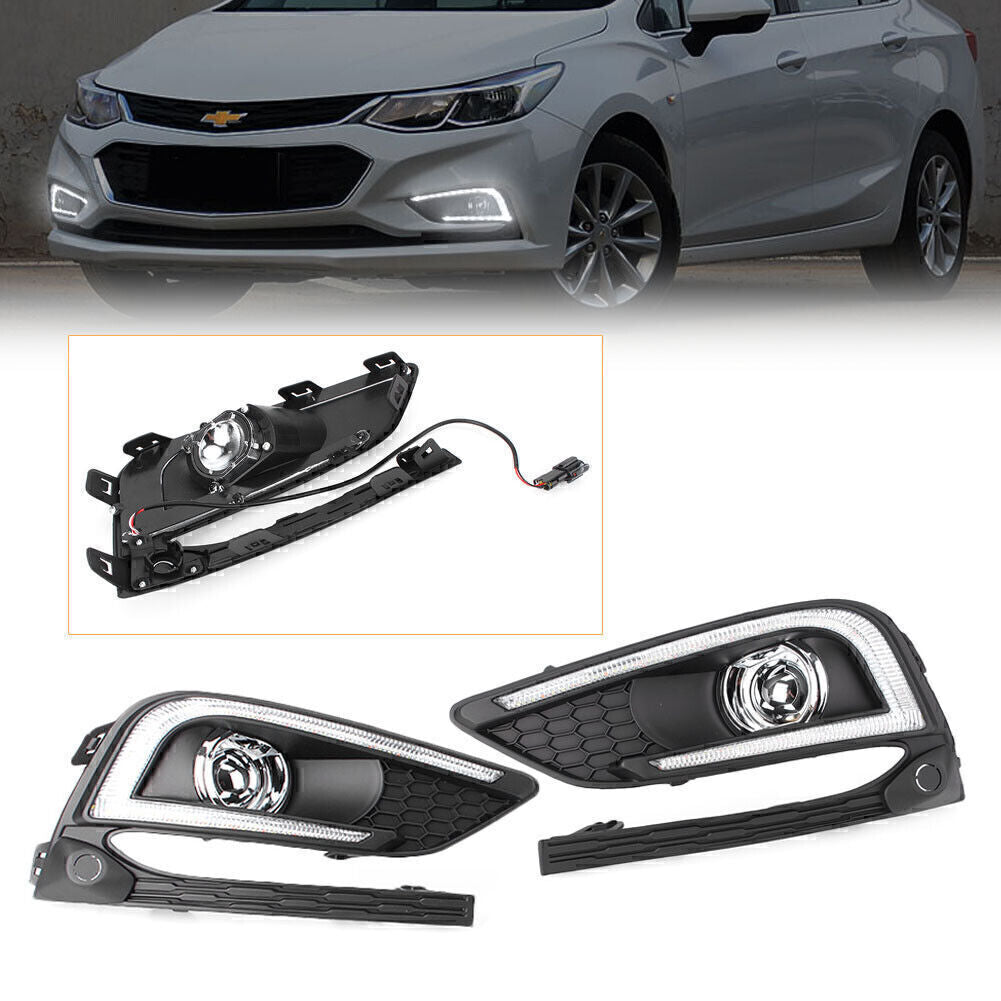 for Chevrolet for Cruze 2017-2018 2x LED White Daytime Running Light Fog Lamp Q