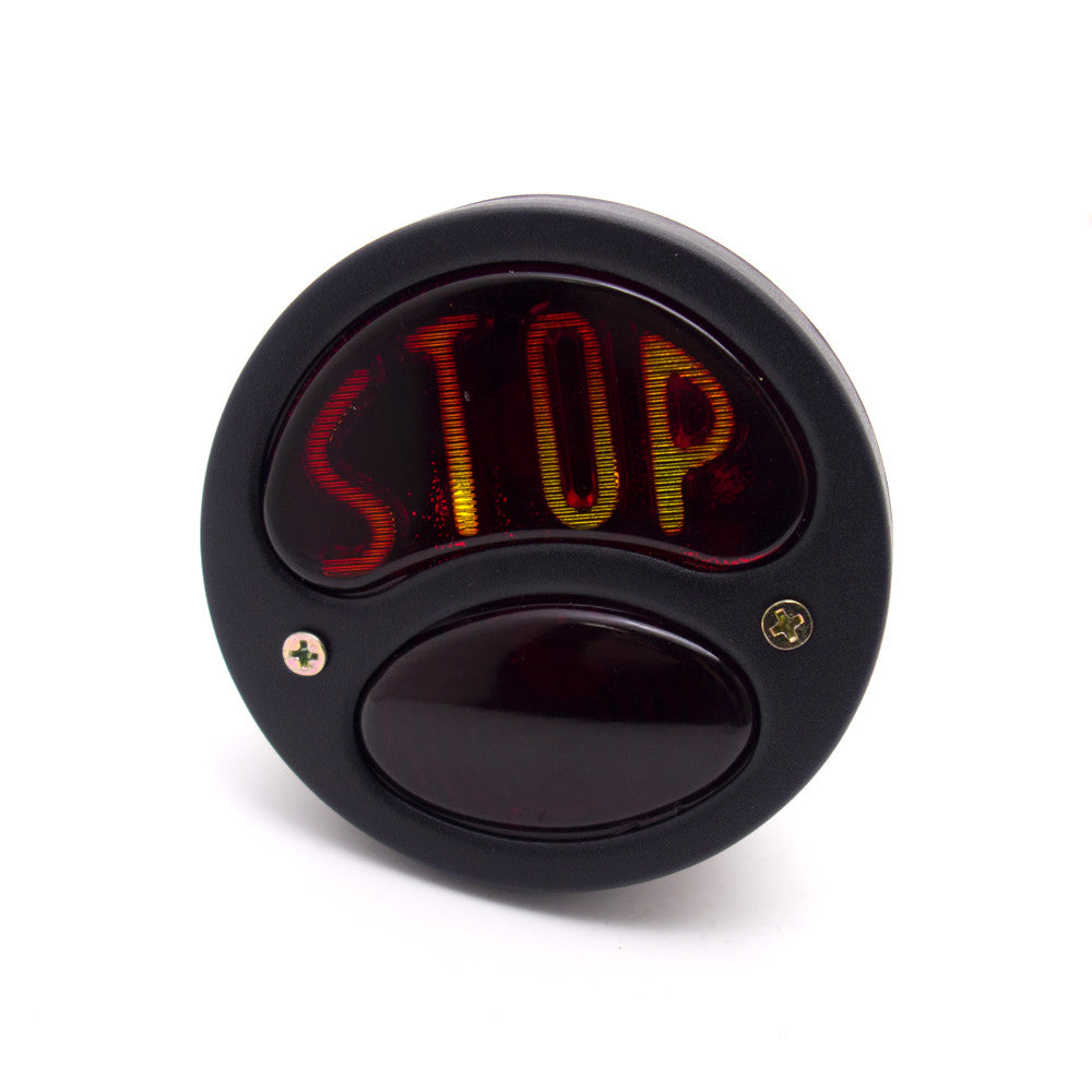 Motorcycle Vintage Black Metal STOP Round Tail Brake Light for Harley Cafe Racer Q