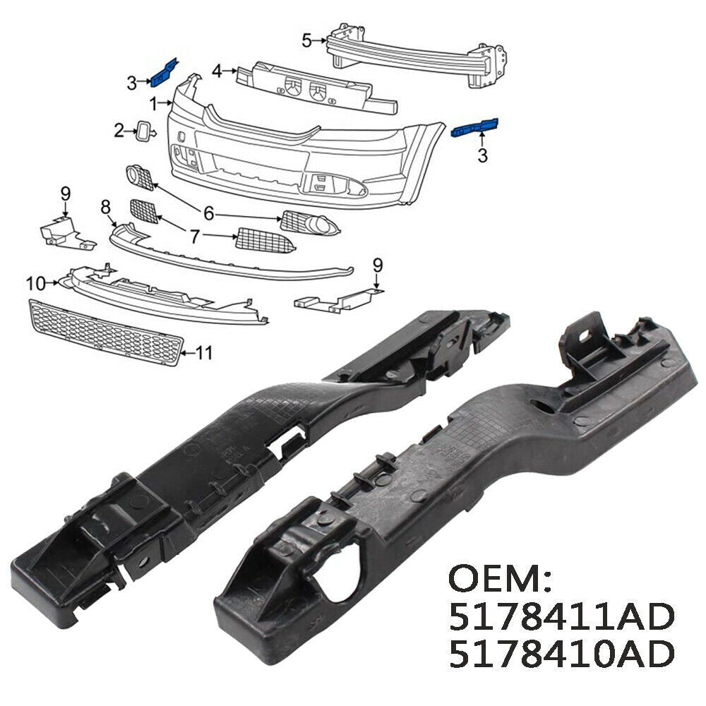 2-Piece Front Bumper Bracket Supports for 2009-2020 for Dodge Journey SE (Left and Right Sides) n