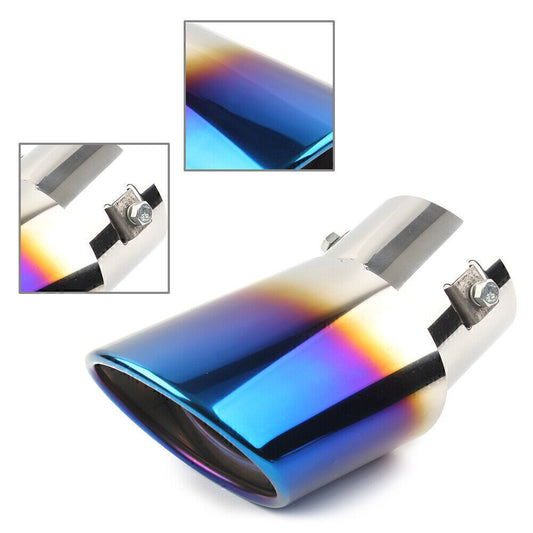 Car Stainless Steel Rear Exhaust Pipe Tail Muffler Tip Round Accessories Bent Q
