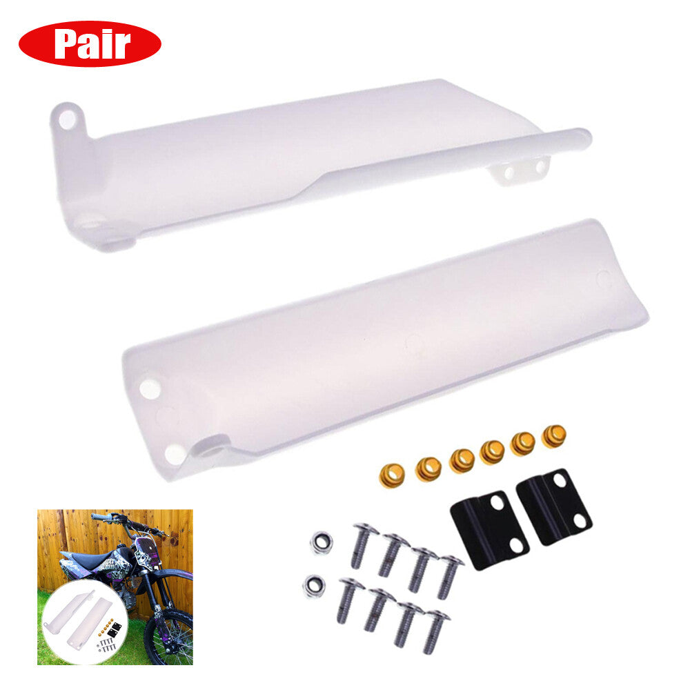 A pair of 270mm front fork guards and fender covers suitable for 125cc, 140cc, and 160cc motorcycles and bicycles. n