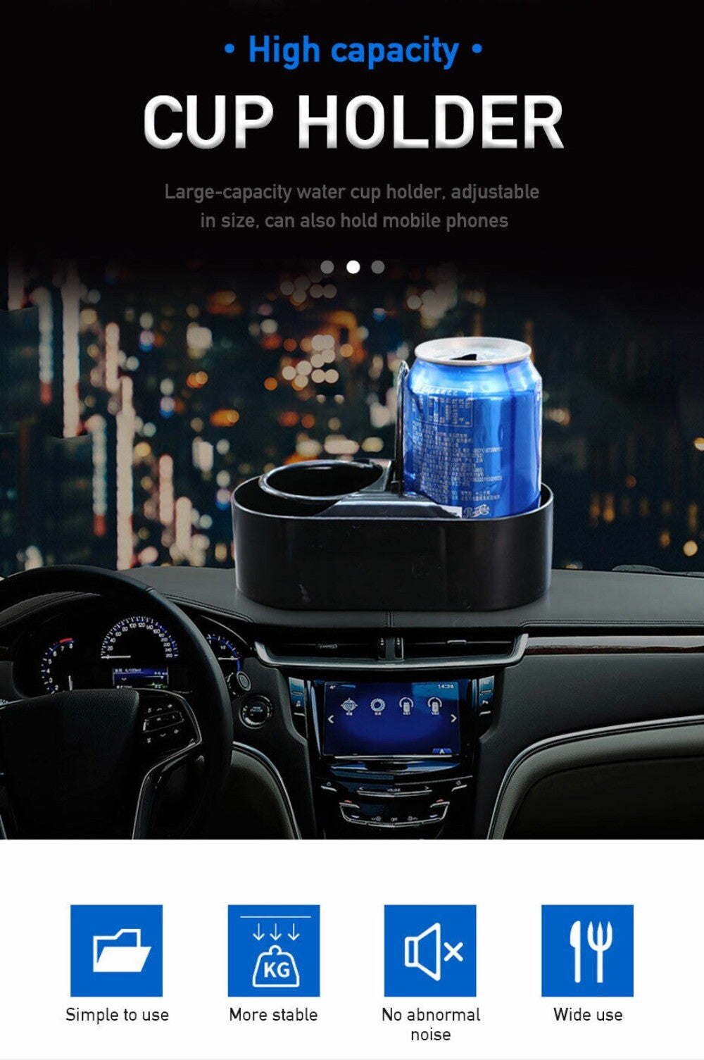 Car for Seat Dual Hole Cup Holder Stand Organizer Drink Water Bottle Multi-Function. n
