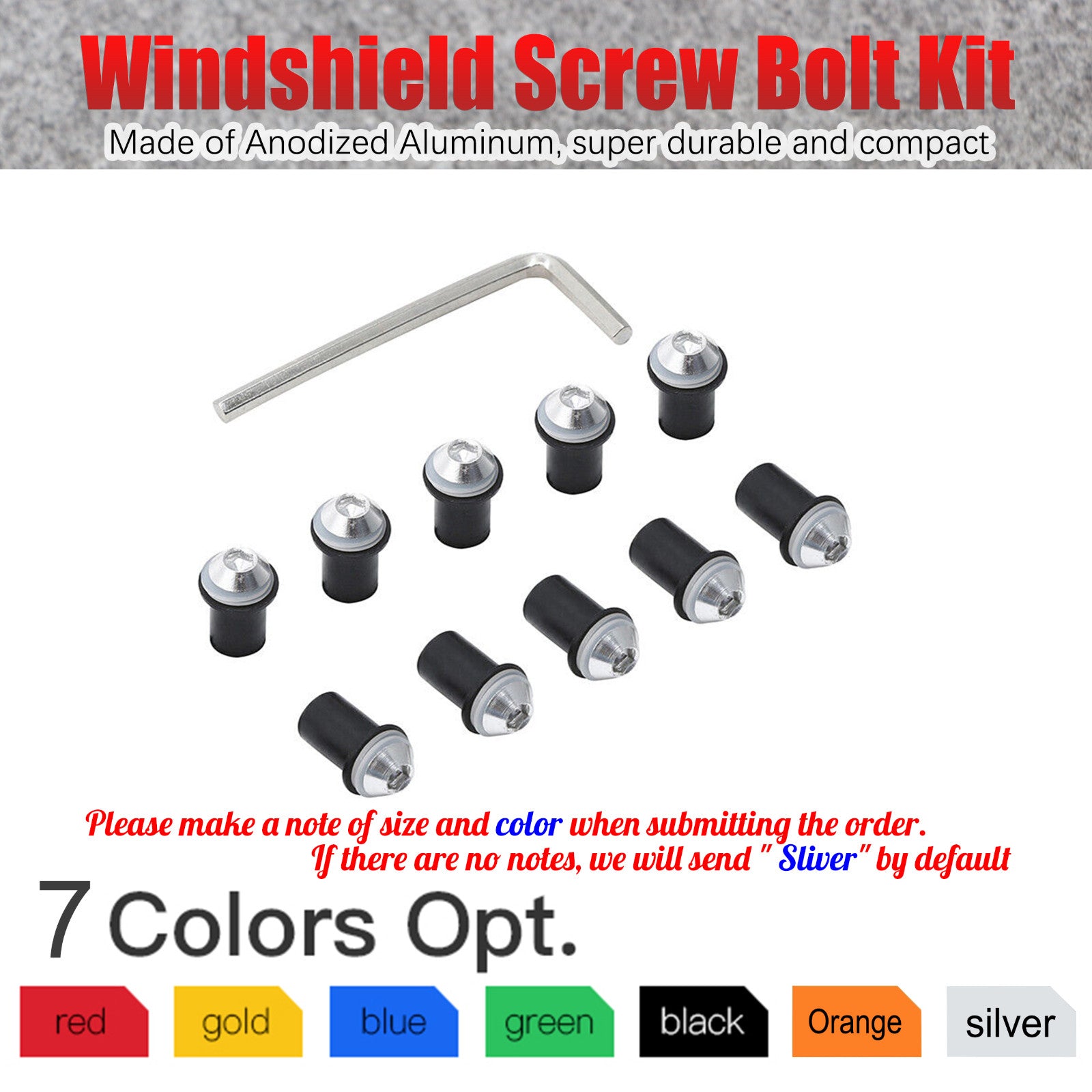 10pcs sliver Windshield bolts fit for the front windshield of for Suzuki motorcycles