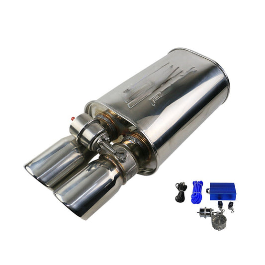2.5 ID 3 OD Adjust The Sound Muffler W/ Exhaust Valve 8.56 Inch Dual Outlet