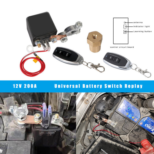 Car Battery Disconnect Switch Start Relay Wireless Remote Circuit Cut Off 200A