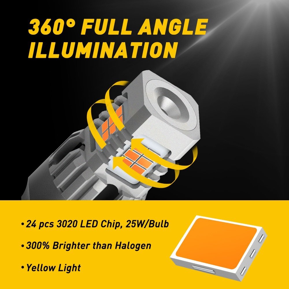 Limo Plus 7440 Canbus LED Turn Signal Light W21W Bulb Amber No Load Resistor - v
