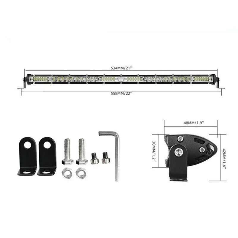 Car Waterproof Whiter 52 Led Bar Offroad 20 Spot Flood led Light Bar Fog Lamp