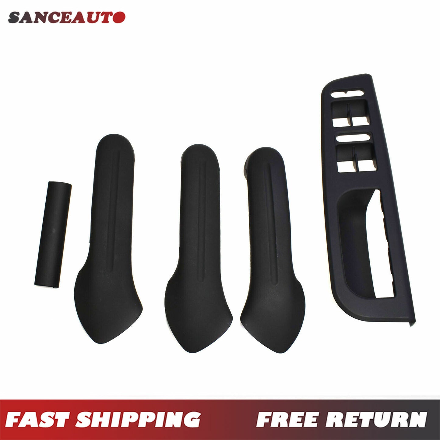 5-piece set of black inner door handle cover switch frame trim suitable for Golf MK4 (new) n