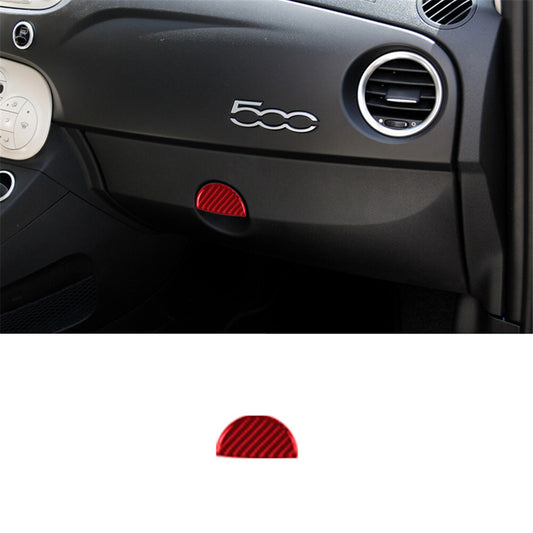 Red Carbon Fiber Interior Decor Glove Box Handle Cover Trim For 2012-15 for Fiat 500