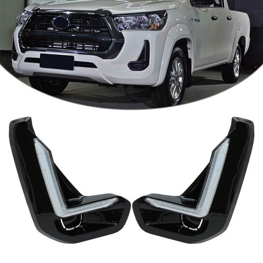 2x LED Daytime Running Light w/ Turn Signal Lamp Fit for Toyota Hilux Revo 2020 2021