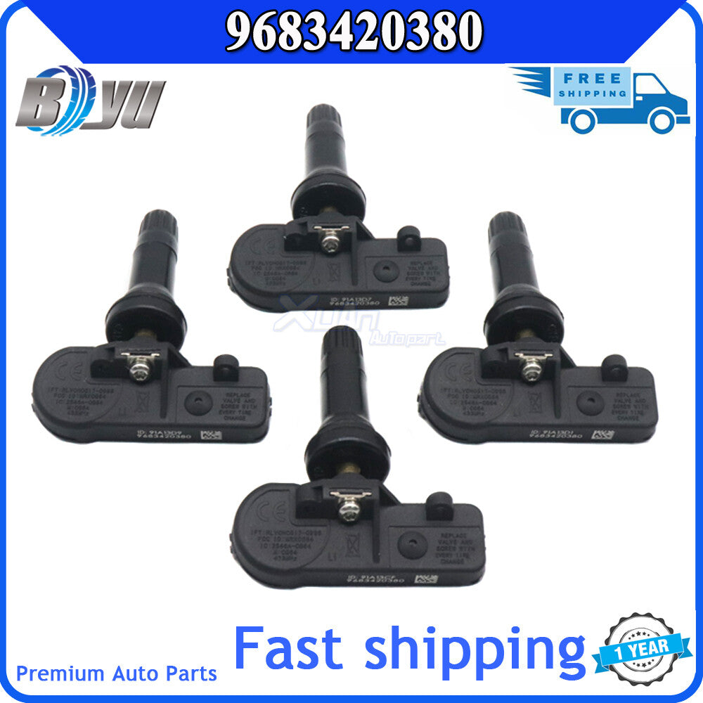 9683420380 is suitable for Peugeot 308 and for Citroën C4, featuring a 433MHz 4x TPMS tire pressure sensor. v