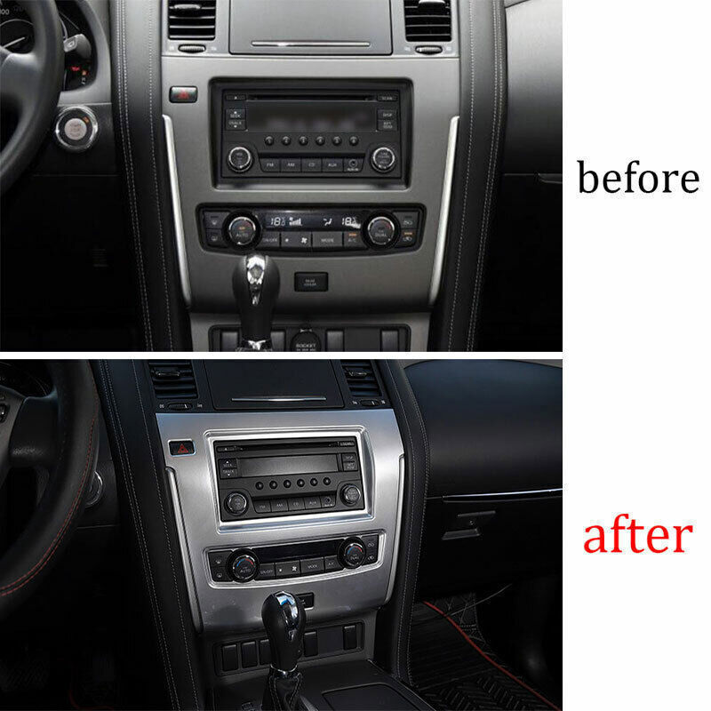 Central Console Navigation Frame Trim for Nissan Armada Y62 2017-20 Matte Silver