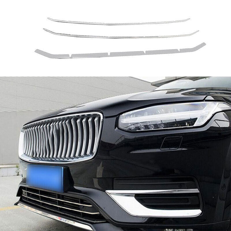 Silver stainless Front Center Mesh Grille Grill Strip Trim for Volvo XC90 22-23 n