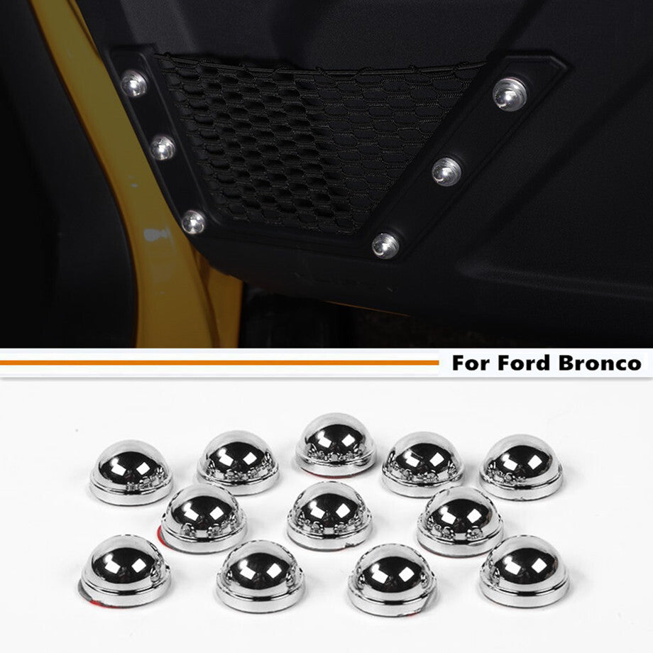 For 21-2024 Bronco Chrome Front Side Door Storage Net Screw Cover Trim 12P v