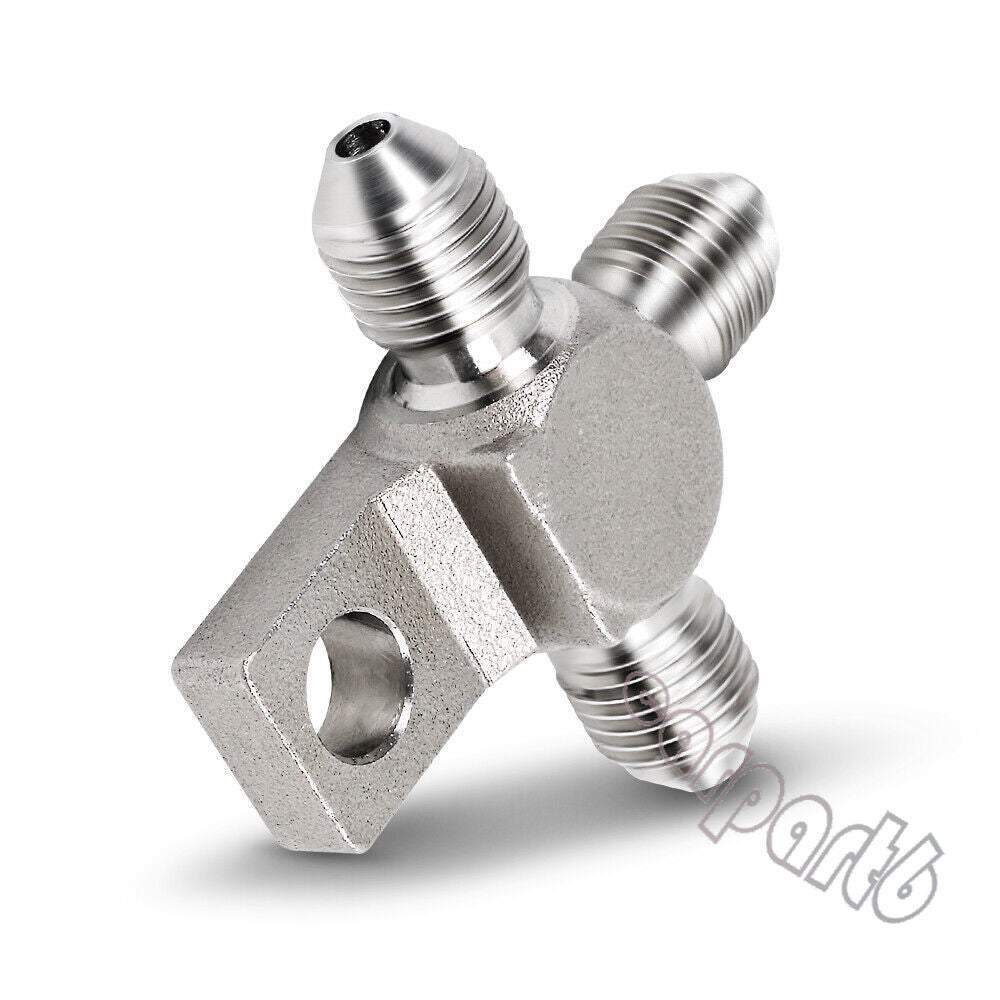 3AN AN3 Thread Stainless Steel 3-Way T-Piece Male Brake Hose Fitting Tee Adapter Q