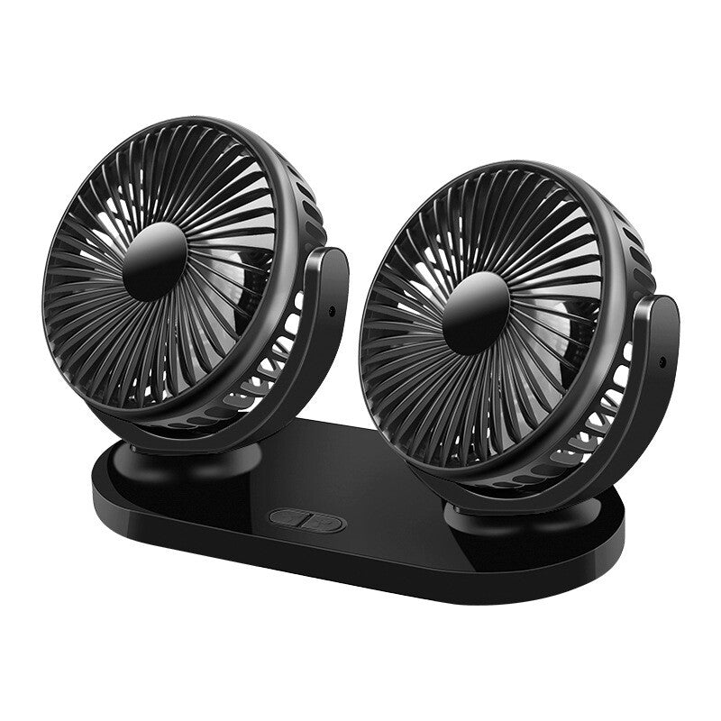 Car Fan 12V/24V Portable Auto Cooling Fan Dual Head Rotatable Vehicle-3 Speeds