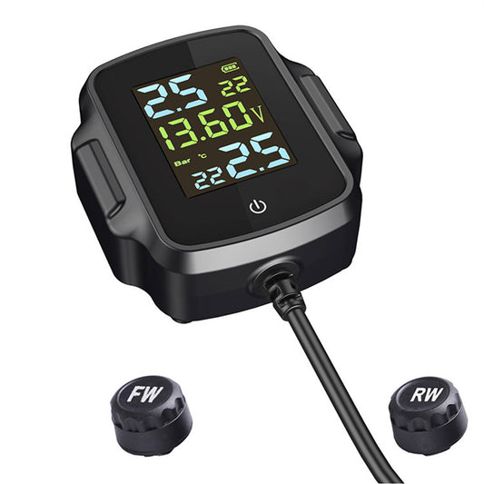 2 External Sensors Motorcycle TPMS Tire Tyre Pressure Monitoring Alarm System Q