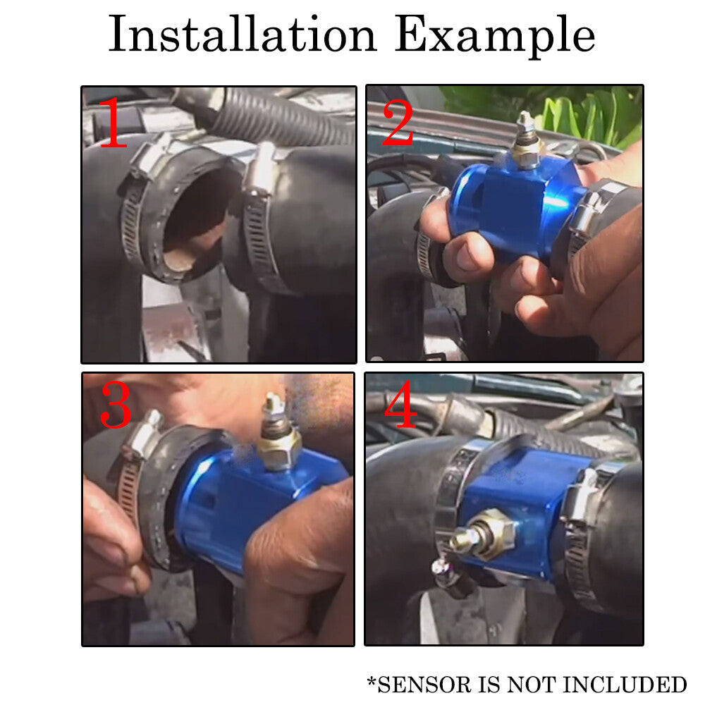 38mm Aluminum Water Temp Temperature Gauge Coolant Radiator Hose Joint Pipe Kit Q
